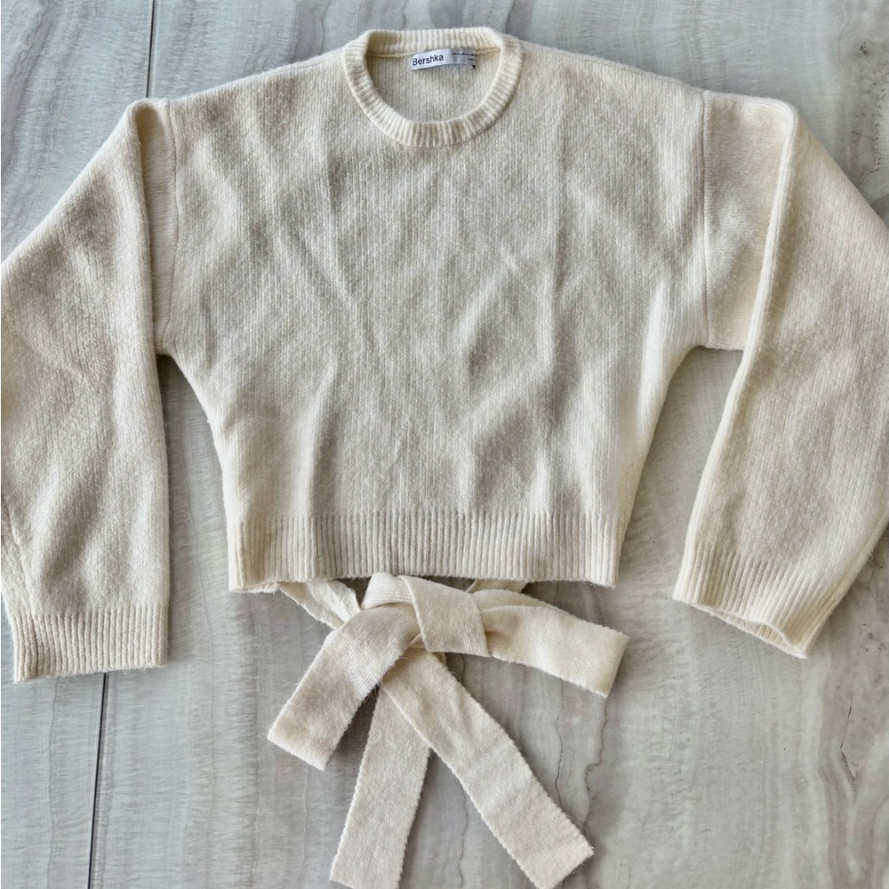 Bershka Open Back Tie Up Jumper Sweater